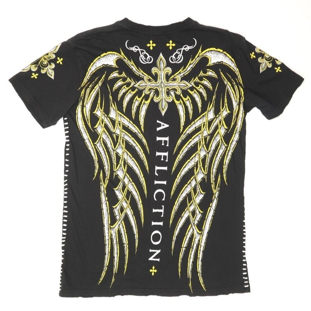 Affliction Live Fast Black Short Sleeve Side Stitch T-Shirt Size Men’s Medium M